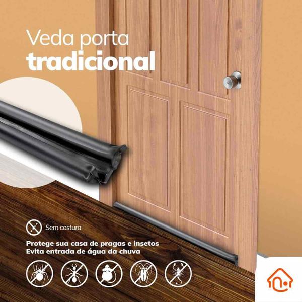 Imagem de Veda Porta Preto Rolinho 70cm  Tradicional