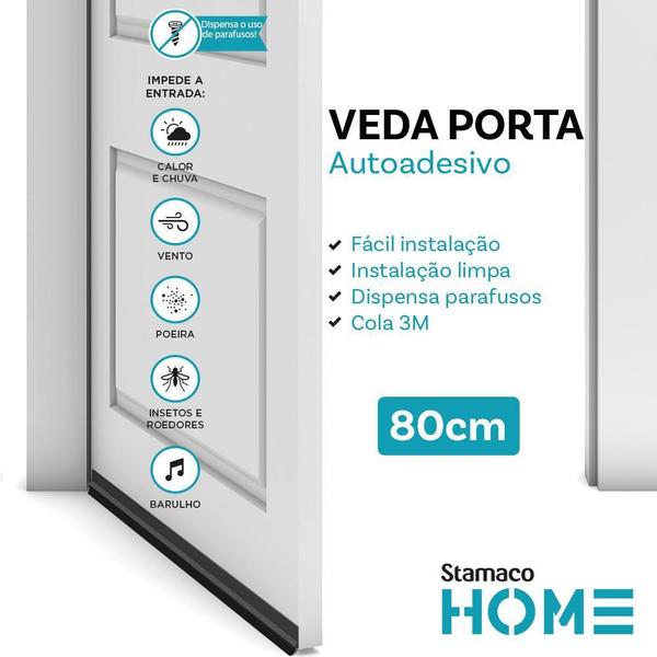 Imagem de Veda Porta Rodo 80Cm Preto - Stamaco Home