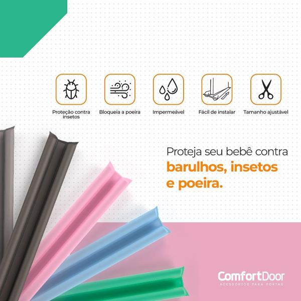 Imagem de Veda Porta Rolinho 100cm Ajustável em material sintético e Espuma Comfort Door Rosa Claro