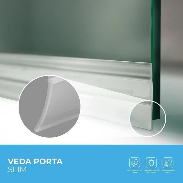 Imagem de Veda Porta Slim 130cm Preto Protetor De Frestas Rodo Silicone Adesivo 3M Comfort Door