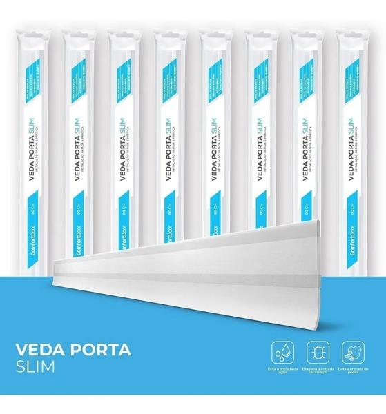 Imagem de Veda Porta Slim Protetor De Frestas Silicone Adesivo 3M Comfort Door Branco 100cm