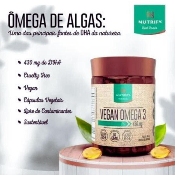 Imagem de Vegan Ômega 3 100% Vegano Dha 430mg 60 Cápsulas - Nutrify