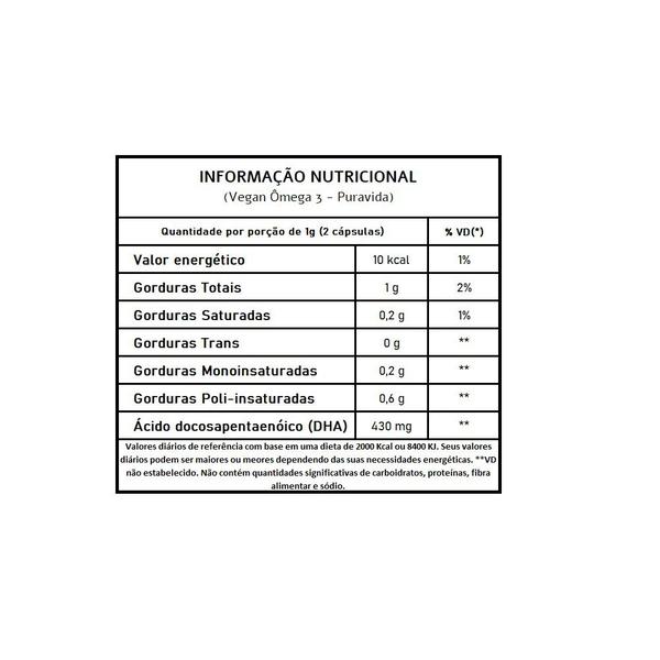 Imagem de Vegan Ômega 3 - Puravida 60 Cápsulas