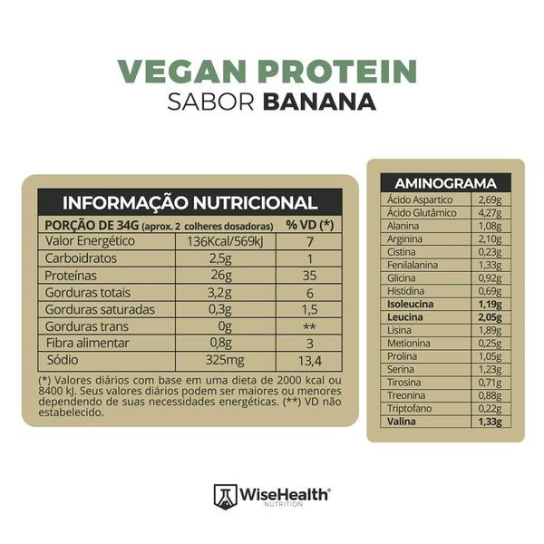 Vegan Protein (837g) 100% Proteína Vegana - WiseHealth Imagem de Vegan Protein (837g) 100% Proteína Vegana