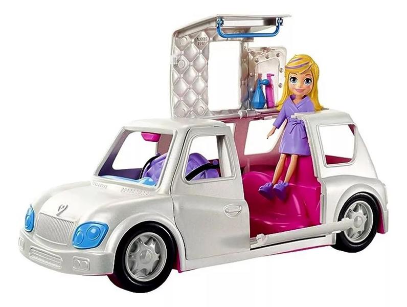 Imagem de Veículo Carro Limousine Boneca Menina Loira Polly Pocket Estação De Beleza Móvel Com Acessórios Mattel