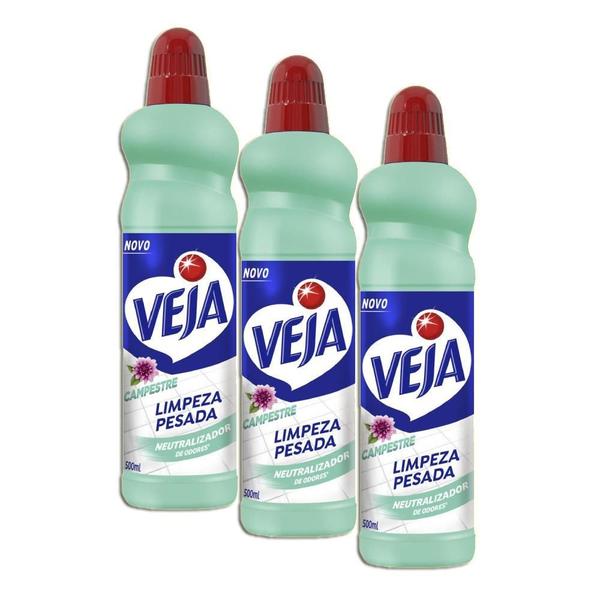 Imagem de Veja Gold Limpeza Pesada Floral Campestre Com 500Ml Kit 3