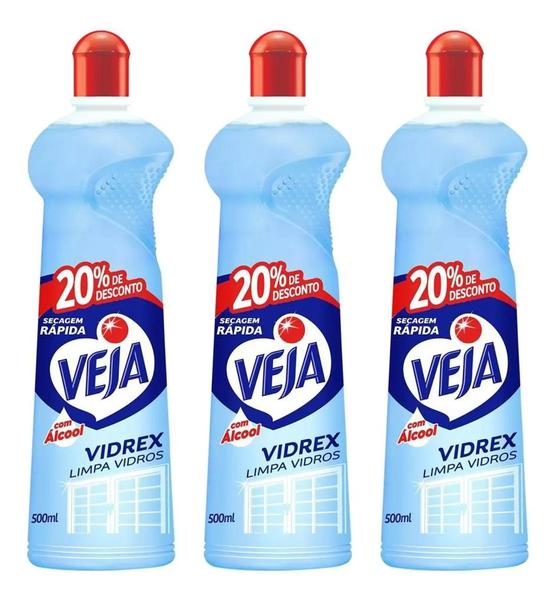 Imagem de Veja Vidrex - Limpa Vidros Squeeze - 500ml Kit 3