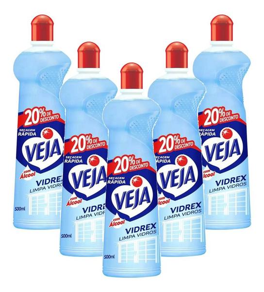 Imagem de Veja Vidrex - Limpa Vidros Squeeze - 500ml Kit 5