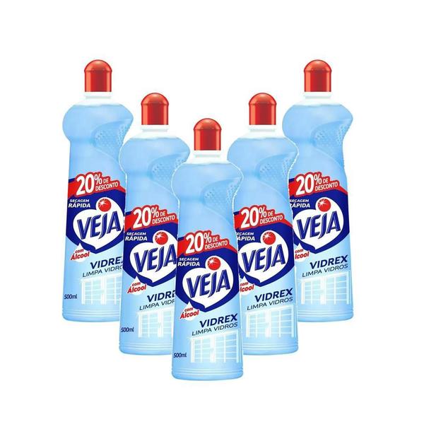 Imagem de Veja Vidrex - Limpa Vidros Squeeze - 500Ml Kit 5