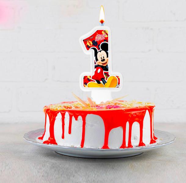 Imagem de Vela 1 Ano Decoração Mickey Festa Aniversário completo