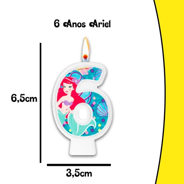 Imagem de Vela 6 Decoração Ariel festa Pequena Sereia Festa aniversári