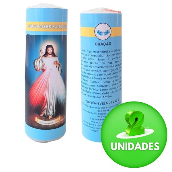 Vela 7 dias votiva Jesus Misericordioso azul 2 unidades - OS ARCANJOS Imagem de Vela 7 dias votiva Jesus Misericordioso azul 2 unidades