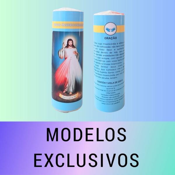 Imagem de Vela 7 dias votiva Jesus Misericordioso azul 2 unidades