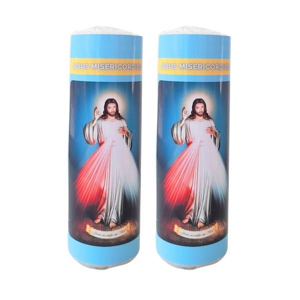 Vela 7 dias votiva Jesus Misericordioso azul 2 unidades - OS ARCANJOS Imagem de Vela 7 dias votiva Jesus Misericordioso azul 2 unidades