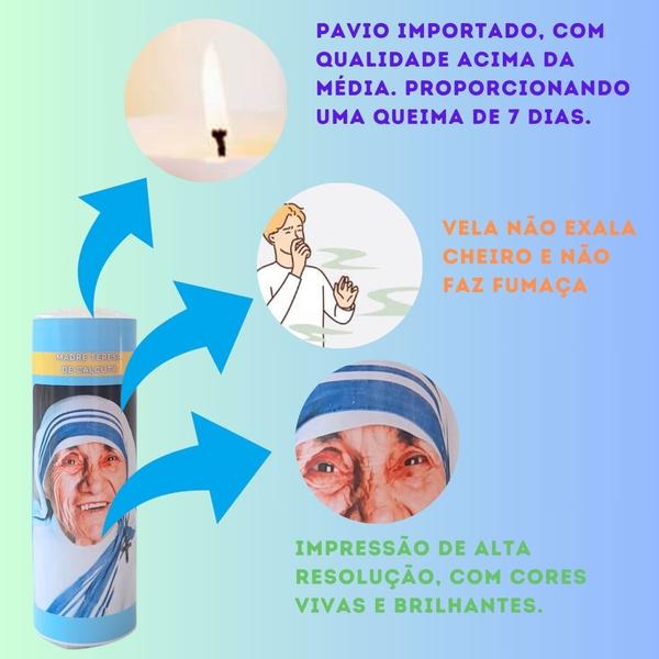 Imagem de Vela 7 dias votiva Madre Teresa de Calcutá azul 1 unidade