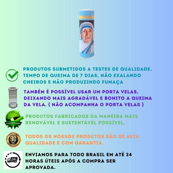 Vela 7 dias votiva Madre Teresa de Calcutá azul 1 unidade - OS ARCANJOS Imagem de Vela 7 dias votiva Madre Teresa de Calcutá azul 1 unidade
