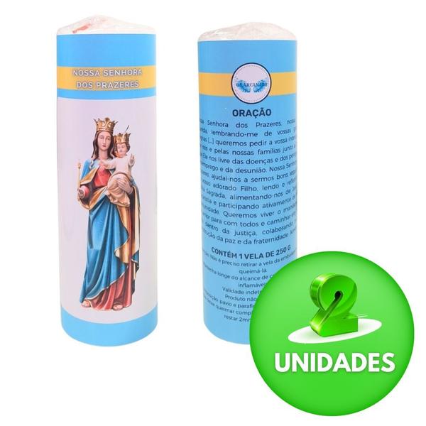 Vela 7 dias votiva N Sra dos Prazeres azul 2 unidades - OS ARCANJOS Imagem de Vela 7 dias votiva N Sra dos Prazeres azul 2 unidades