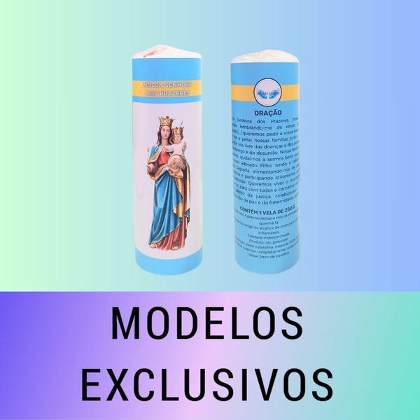 Vela 7 dias votiva N Sra dos Prazeres azul 2 unidades - OS ARCANJOS Imagem de Vela 7 dias votiva N Sra dos Prazeres azul 2 unidades