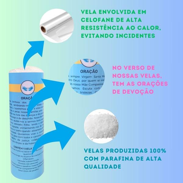 Vela 7 dias votiva N Sra dos Prazeres azul 2 unidades - OS ARCANJOS Imagem de Vela 7 dias votiva N Sra dos Prazeres azul 2 unidades