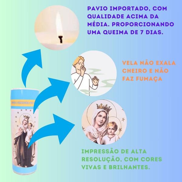 Imagem de Vela 7 dias votiva Nossa Senhora do Carmo azul 2 unidades