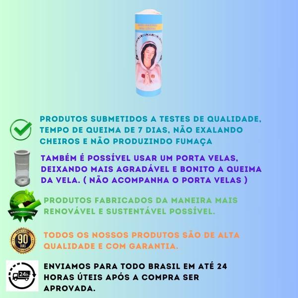 Vela 7 dias votiva Nossa Senhora Rosa Mística azul 2 unidade - OS ARCANJOS Imagem de Vela 7 dias votiva Nossa Senhora Rosa Mística azul 2 unidade