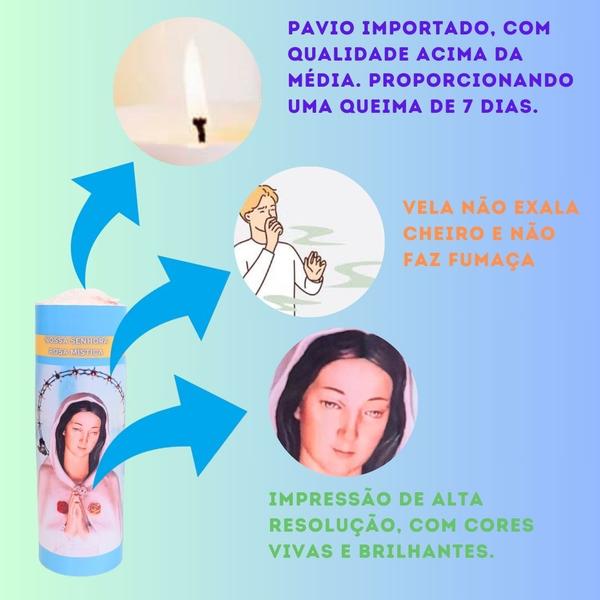 Vela 7 dias votiva Nossa Senhora Rosa Mística azul 2 unidade - OS ARCANJOS Imagem de Vela 7 dias votiva Nossa Senhora Rosa Mística azul 2 unidade