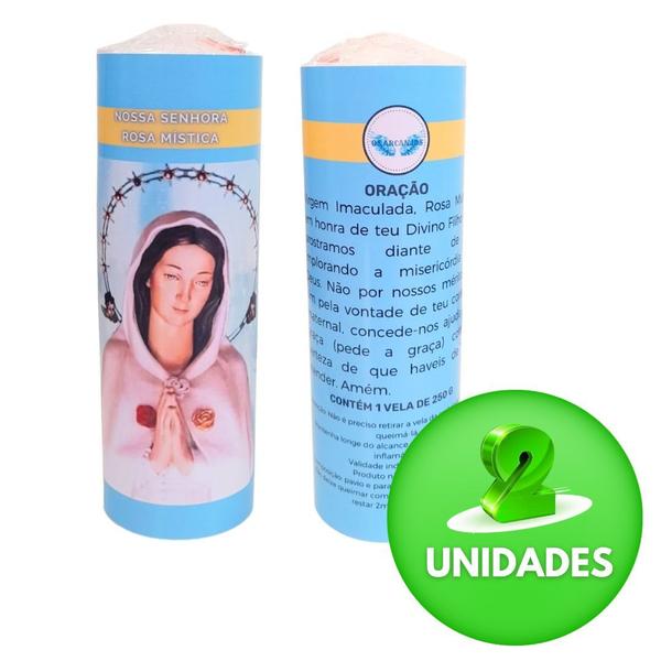 Vela 7 dias votiva Nossa Senhora Rosa Mística azul 2 unidade - OS ARCANJOS Imagem de Vela 7 dias votiva Nossa Senhora Rosa Mística azul 2 unidade