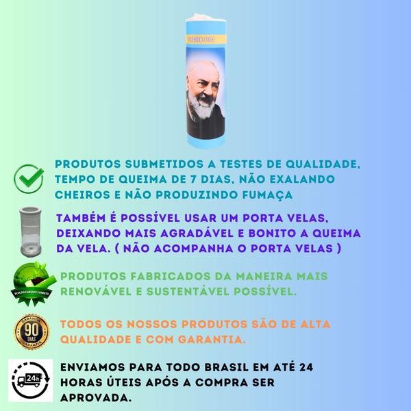 Imagem de Vela 7 dias votiva Padre Pio azul 1 unidade