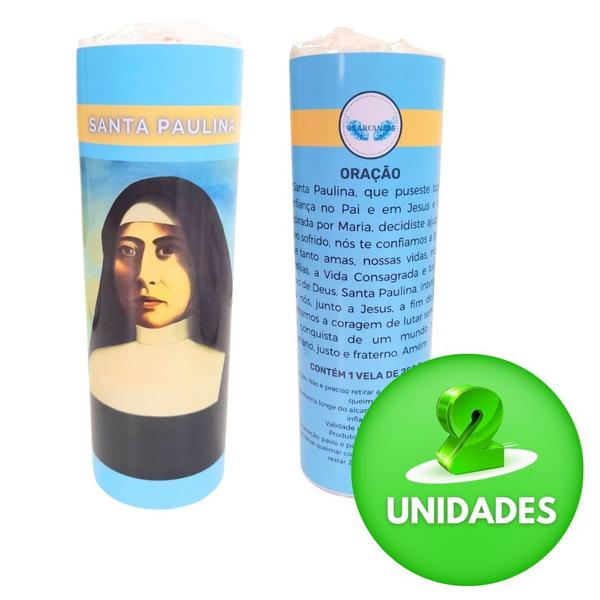 Vela 7 dias votiva Santa Paulina azul 2 unidades - OS ARCANJOS Imagem de Vela 7 dias votiva Santa Paulina azul 2 unidades