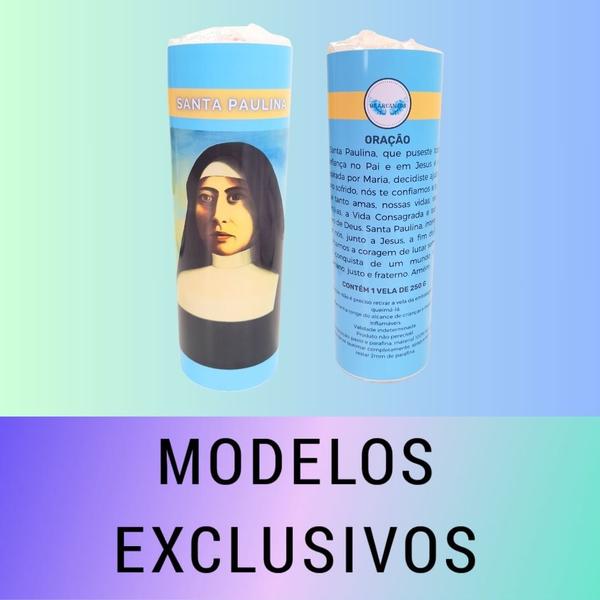 Vela 7 dias votiva Santa Paulina azul 2 unidades - OS ARCANJOS Imagem de Vela 7 dias votiva Santa Paulina azul 2 unidades