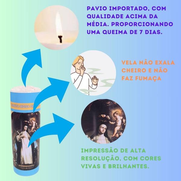 Vela 7 dias votiva Santa Rosa de Lima azul 1 unidade - OS ARCANJOS Imagem de Vela 7 dias votiva Santa Rosa de Lima azul 1 unidade