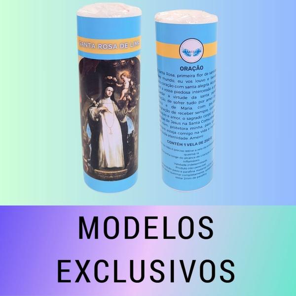 Vela 7 dias votiva Santa Rosa de Lima azul 1 unidade - OS ARCANJOS Imagem de Vela 7 dias votiva Santa Rosa de Lima azul 1 unidade