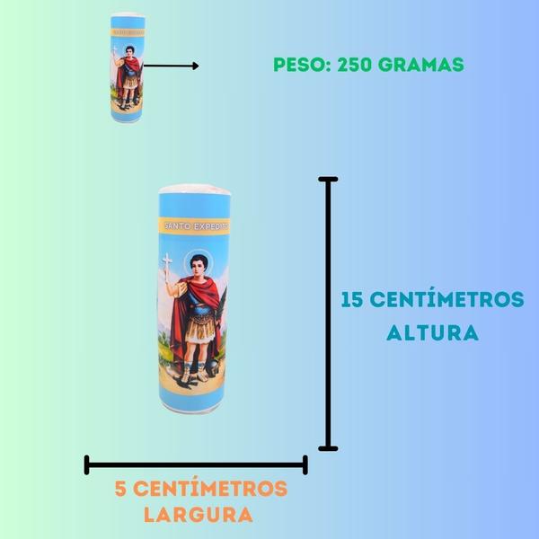 Vela 7 dias votiva Santo Expedito azul 2 unidades - OS ARCANJOS Imagem de Vela 7 dias votiva Santo Expedito azul 2 unidades