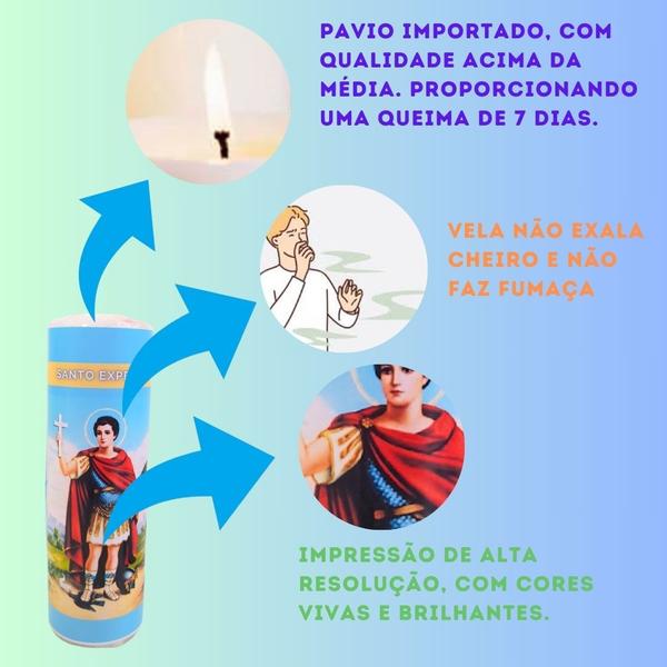 Vela 7 dias votiva Santo Expedito azul 2 unidades - OS ARCANJOS Imagem de Vela 7 dias votiva Santo Expedito azul 2 unidades