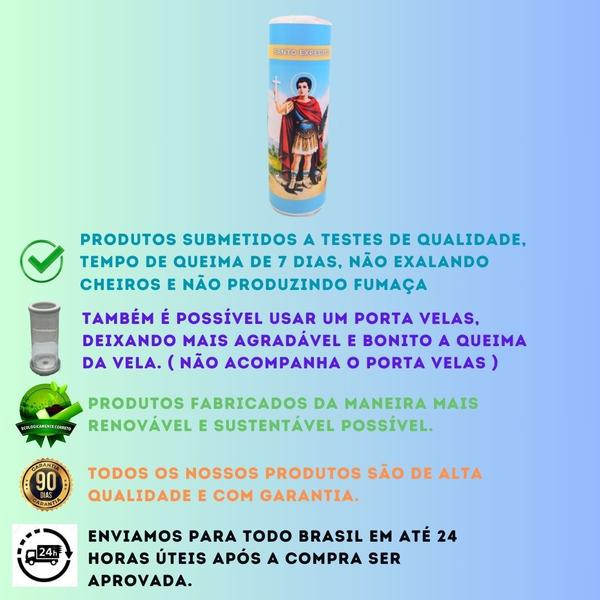 Vela 7 dias votiva Santo Expedito azul 2 unidades - OS ARCANJOS Imagem de Vela 7 dias votiva Santo Expedito azul 2 unidades