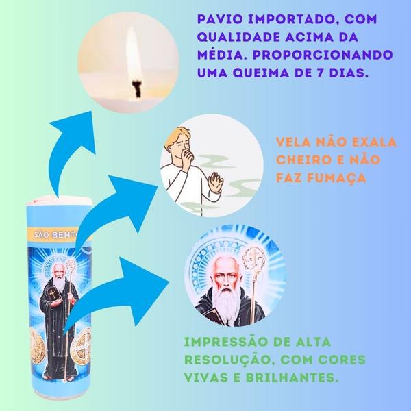 Imagem de Vela 7 dias votiva São Bento azul 2 unidades