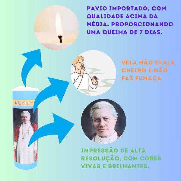 Imagem de Vela 7 dias votiva São Pio X azul 2 unidades