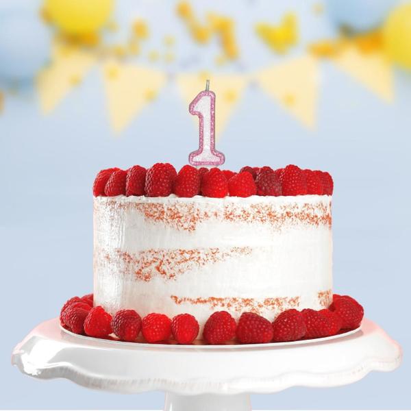 Vela Aniversário Branco Glitter Rosa Nº 1 C/ 1 Un. - TAMAROZZI EMBALAGENS Imagem de Vela Aniversário Branco Glitter Rosa Nº 1 C/ 1 Un.