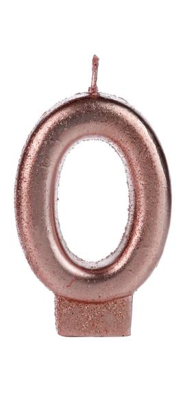 Vela Aniversário Cintilante Glitter Rosé Gold Número 0 - Silverfestas Imagem de Vela Aniversário Cintilante Glitter Rosé Gold Número 0