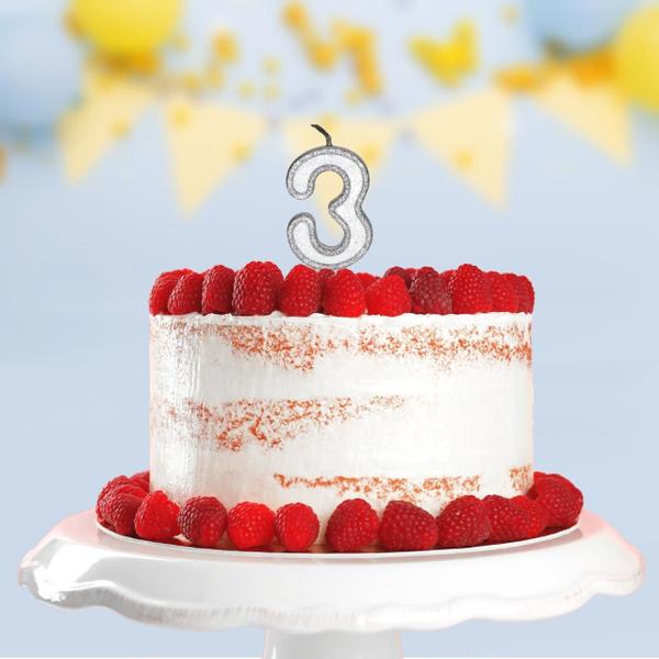 Vela Aniversario Diamante Star Branco C/ Prata Nº 3 C/ 1un. - TAMAROZZI EMBALAGENS Imagem de Vela Aniversario Diamante Star Branco C/ Prata Nº 3 C/ 1un.