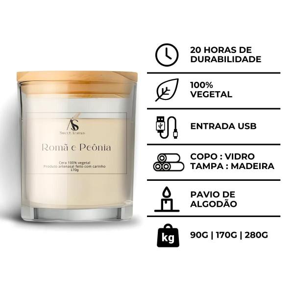 Imagem de Vela Aromatica Artesanal Perfumada - Romã e Peônia