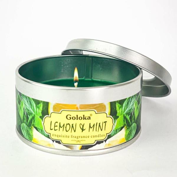 Vela Aromática Lata Indiana Goloka Vegano - Escolha O Aroma - Bialluz Imagem de Vela Aromática Lata Indiana Goloka Vegano - Escolha O Aroma