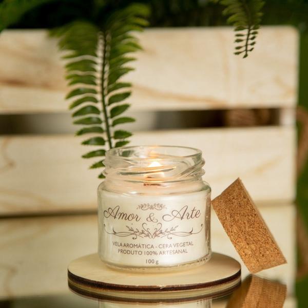Vela Aromática Vegetal Artesanal Premium 100G Vegana - Amor e Arte Velas Aromáticas Imagem de Vela Aromática Vegetal Artesanal Premium 100G Vegana
