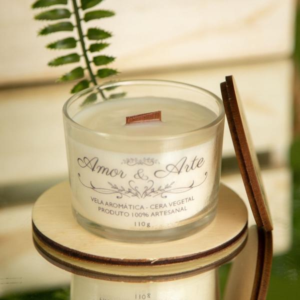 Vela Aromática Vegetal Artesanal Premium 110G Vegana - Amor e Arte Velas Aromáticas Imagem de Vela Aromática Vegetal Artesanal Premium 110G Vegana