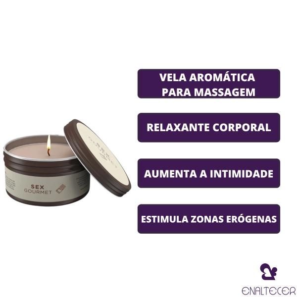 Imagem de Vela Chocolate Pena de massagem sensorial e venda tapa olho