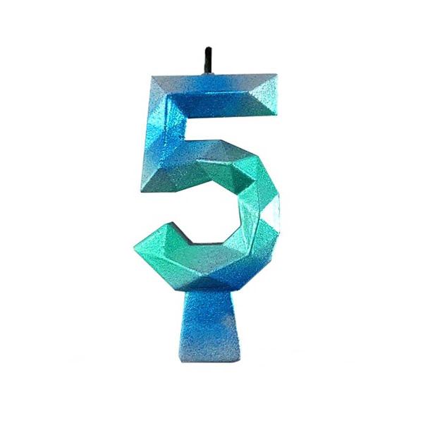 Vela de Aniversário Diamante Azul e Verde - Curifest Imagem de Vela de Aniversário Diamante Azul e Verde