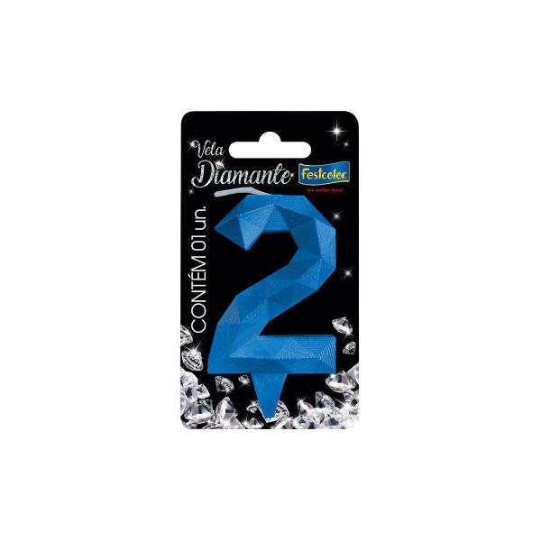 Vela de Aniversário Diamante Azul - Festcolor Imagem de Vela de Aniversário Diamante Azul