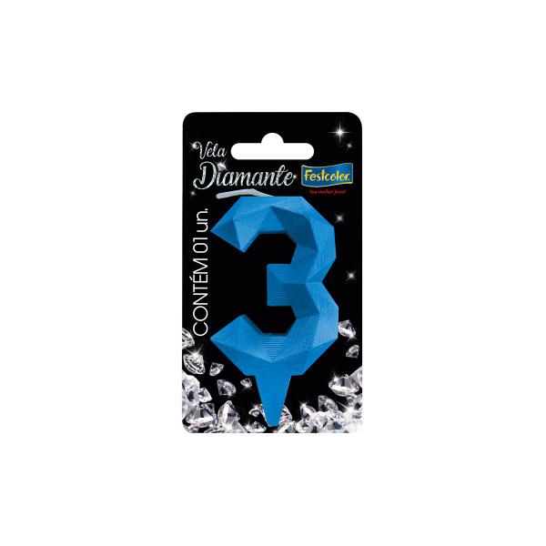 Vela de Aniversário Diamante Azul - Festcolor Imagem de Vela de Aniversário Diamante Azul