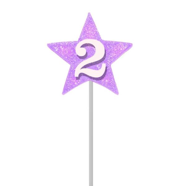 Imagem de Vela De Aniversário Estrela Lilás Roxo Números