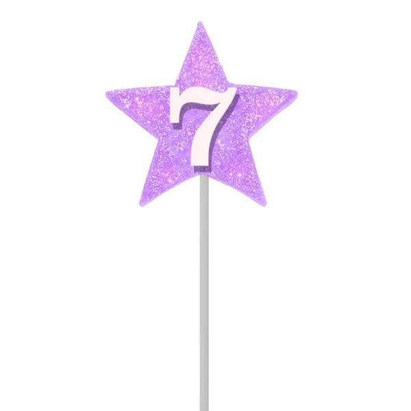 Imagem de Vela De Aniversário Estrela Lilás Roxo Números